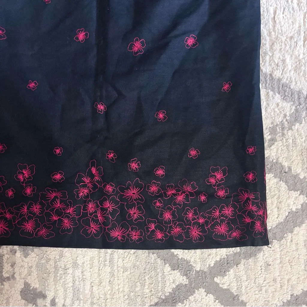 Alfani Embroidery Floral Tiered Pencil Mini Skirt Black Sz 12 Vintage Y2K Womens - Image 2