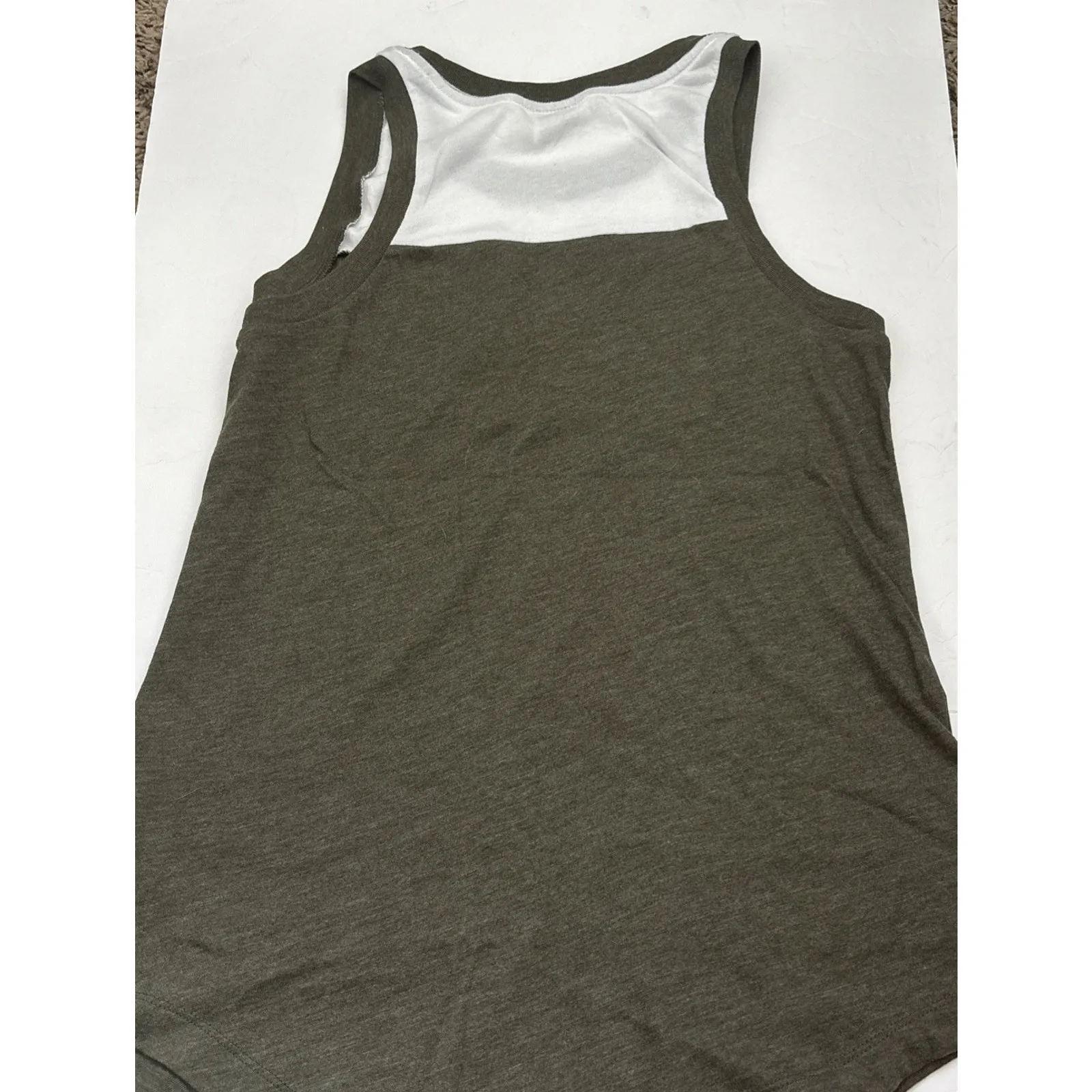 Victoria Secret PINK Army Green White Sequin Tank Top Shirt Size XS - Image 2