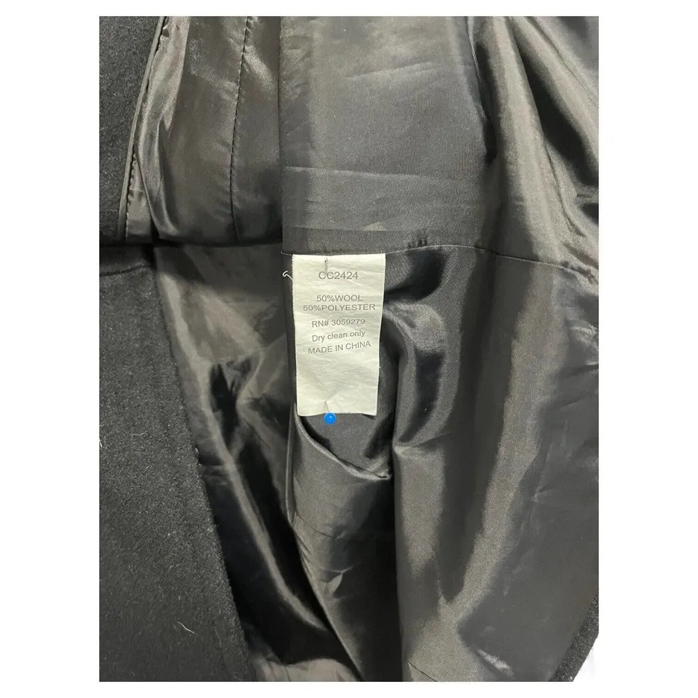 Paper Doll Womens Large Wool Pea Coat Double Breasted Notched Collar Lined Black - Image 10