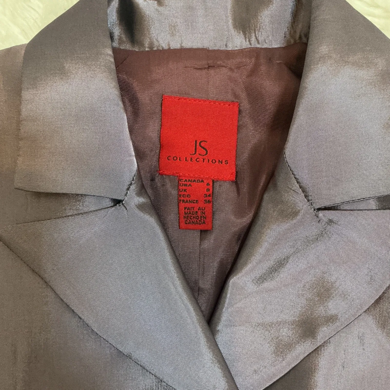 JS Collections Women's Metallic Mauve Blazer Jacket Bow Sleeve Sparkle Buttons 8 - Image 3