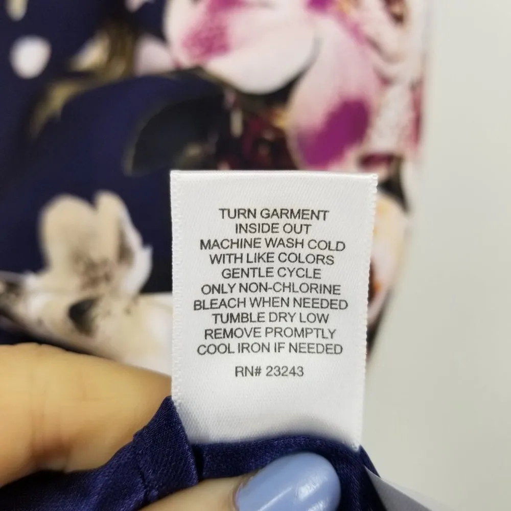 New York & Company Floral Midi Sheath Dress L Blue Size L - Image 9