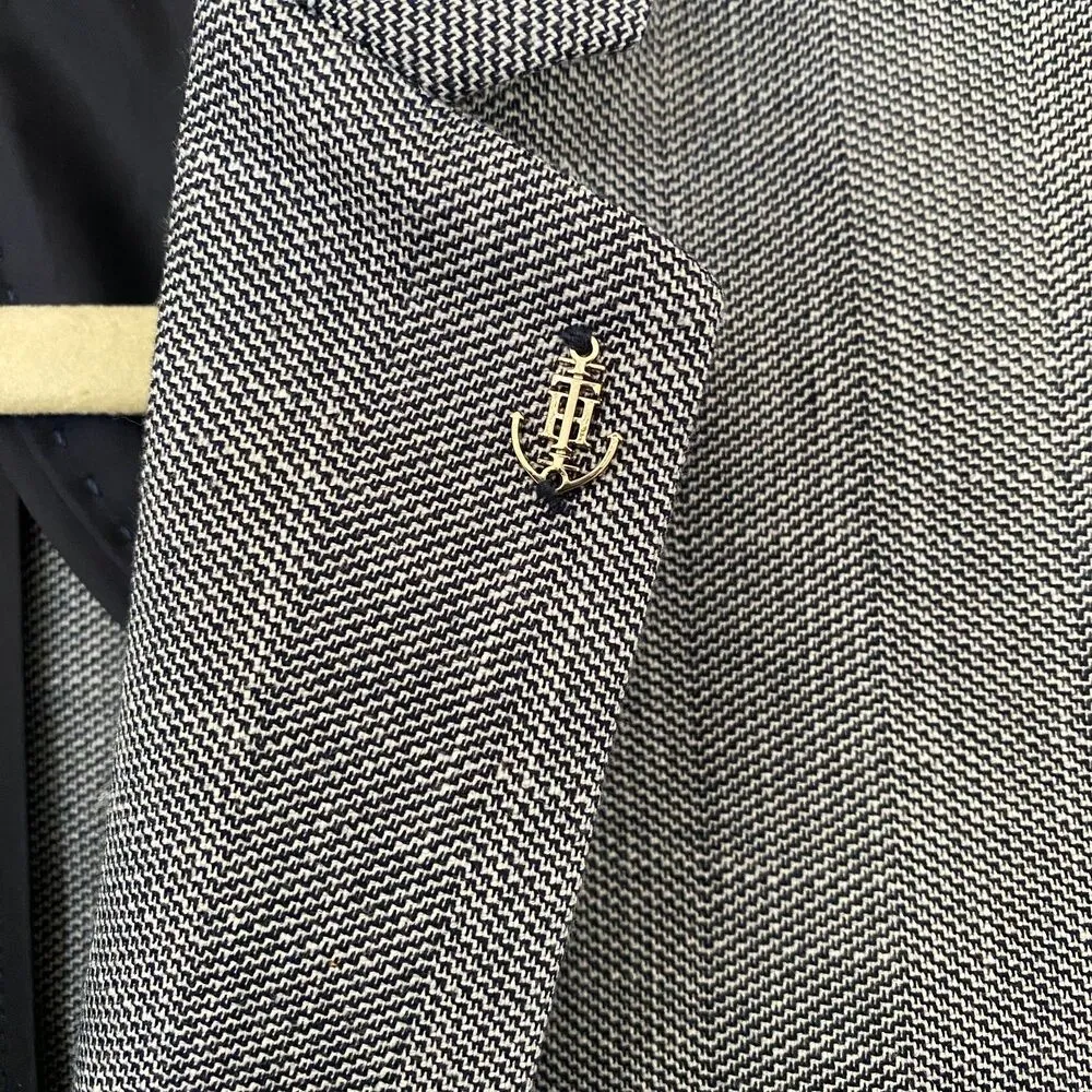 Tommy Hilfiger Women's Blue Blazer Jacket Stylish Coat Silver Button Sz 10 - Image 4