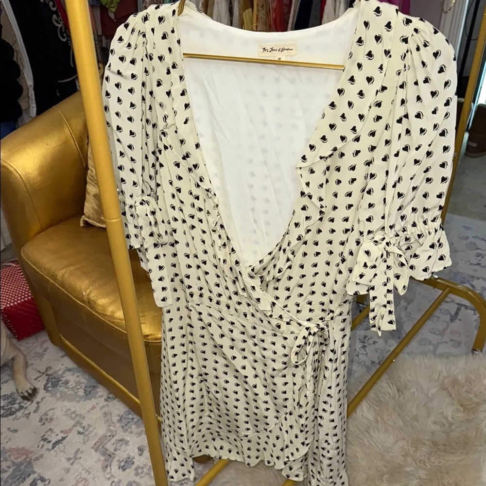 For Love And Lemons Cream Flutter Sleeve Wrap Dress - Image 4