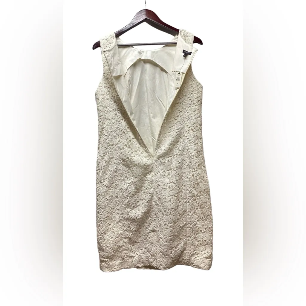 Talbots Crocheted/lace sheath dress. Off white. Sleeveless. Size 14P - Image 7