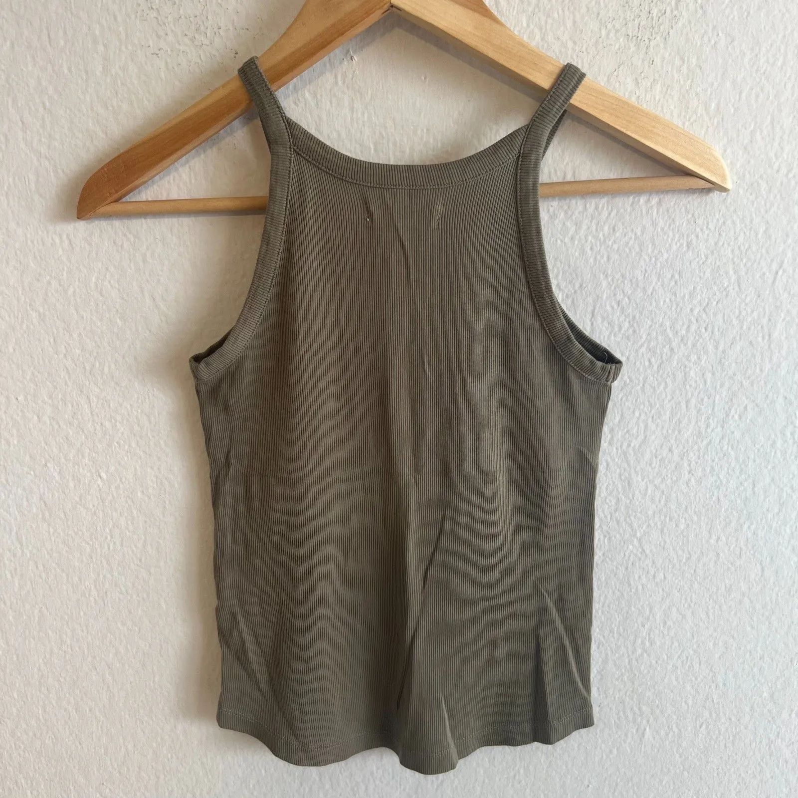 💛MADEWELL Brightside 90s Olive Green Ribbed Distant Surplus Tank Top Women Small - Image 4