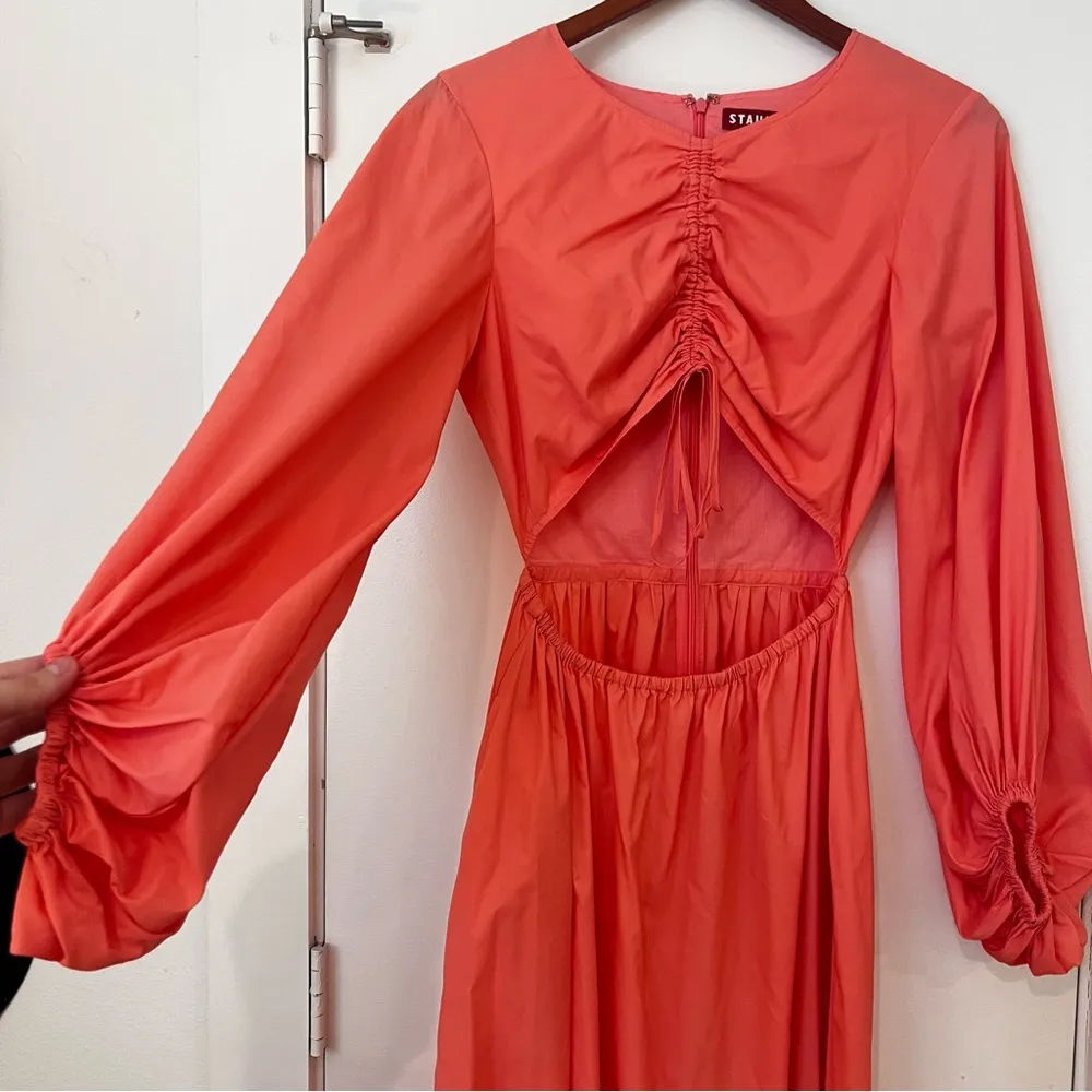 STAUD Tangier Ruched Cutout Dress Pink - Image 10