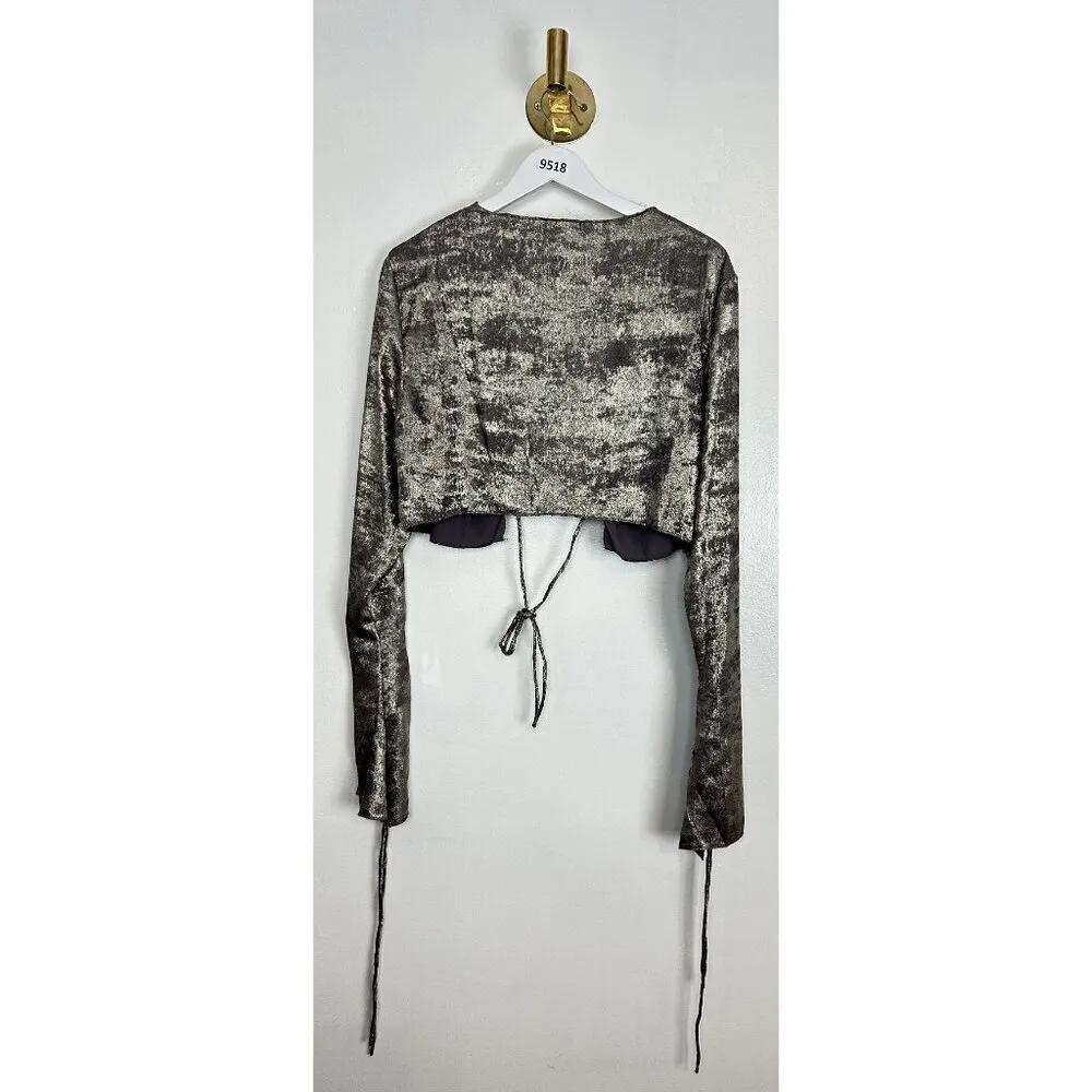 HOUSE OF CB Giulia Velvet Satin Top in Pewter Shimmer Size Large+ (X-Large) - Image 11
