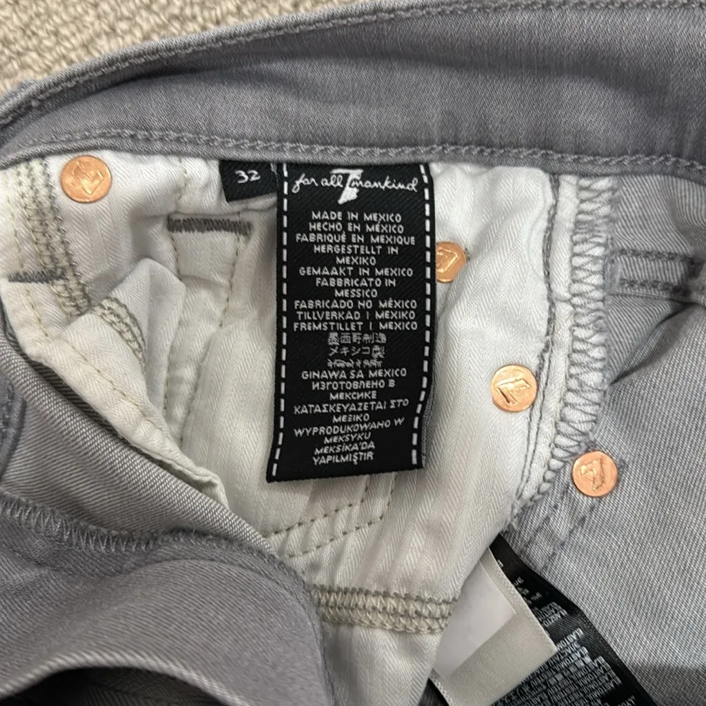 7 For All Mankind Grey High Waisted Jeans - Image 5