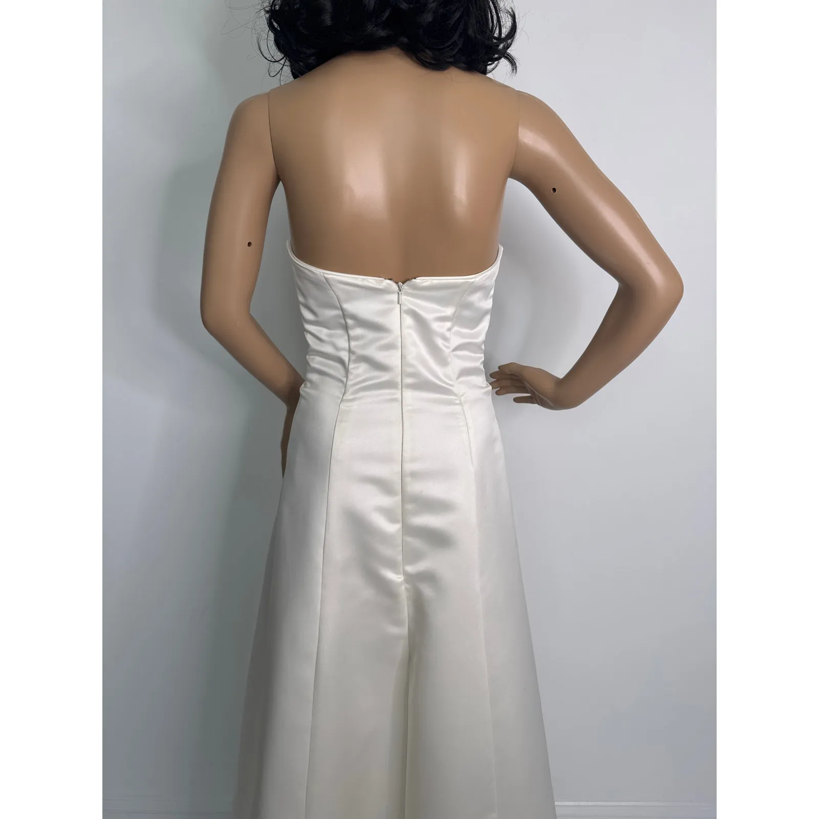 1990s Jessica McClintock Ivory Embroidered Strapless Formal Gown USA made XS - Image 10