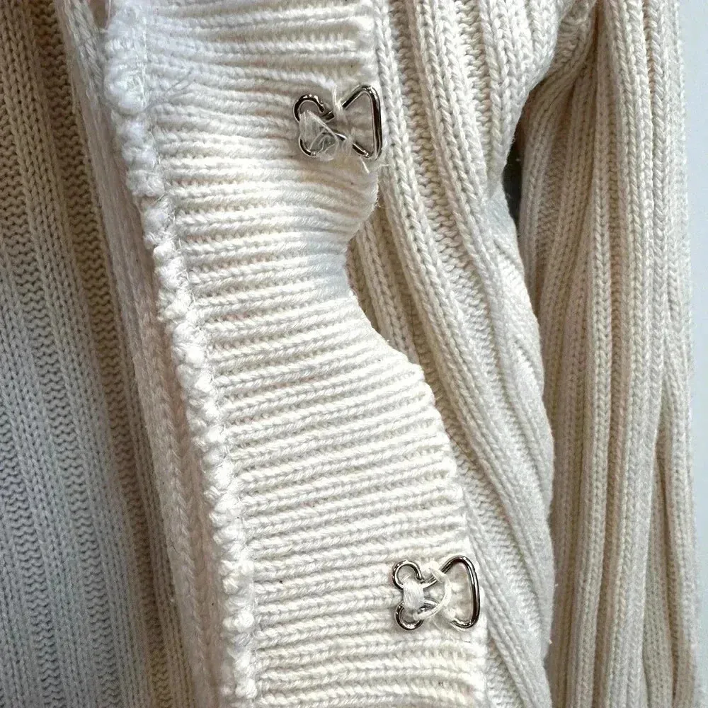 Vintage White House Black Market Y2K Cream Knit Duster Cardigan Sweater Size M - Image 4