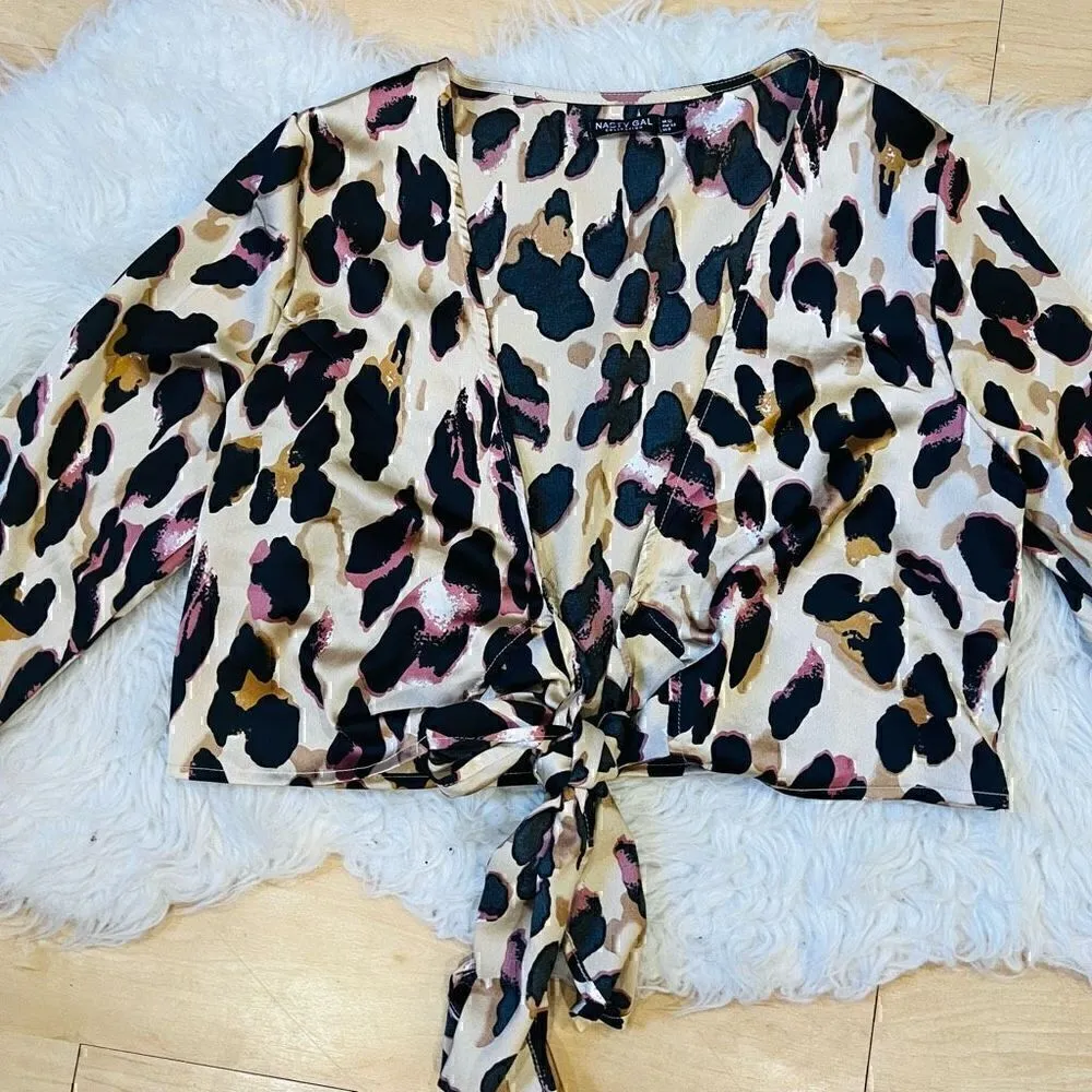 Nasty Gal animal print silky style top blouse 8 - Image 3