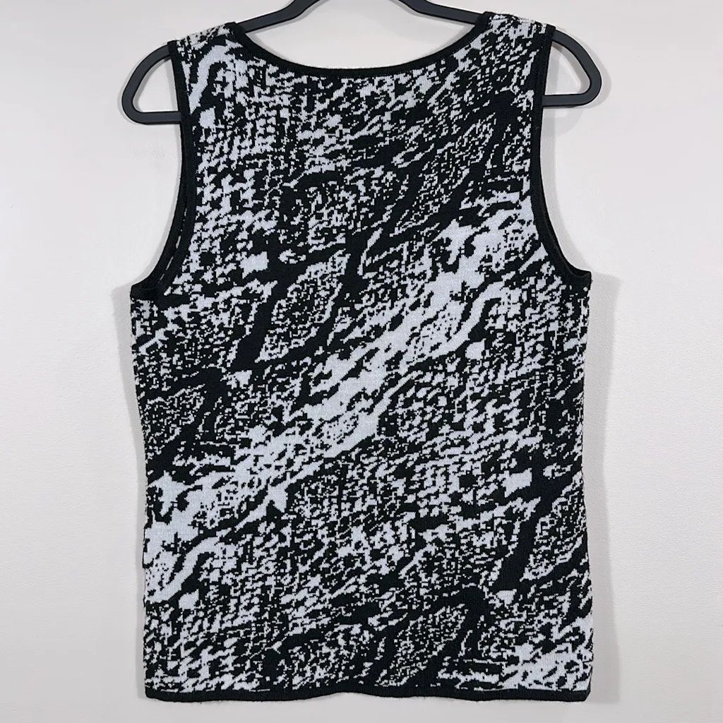 Jones New York Black White Wool Blend Sweater Sleeveless Tank Women Size Medium - Image 2