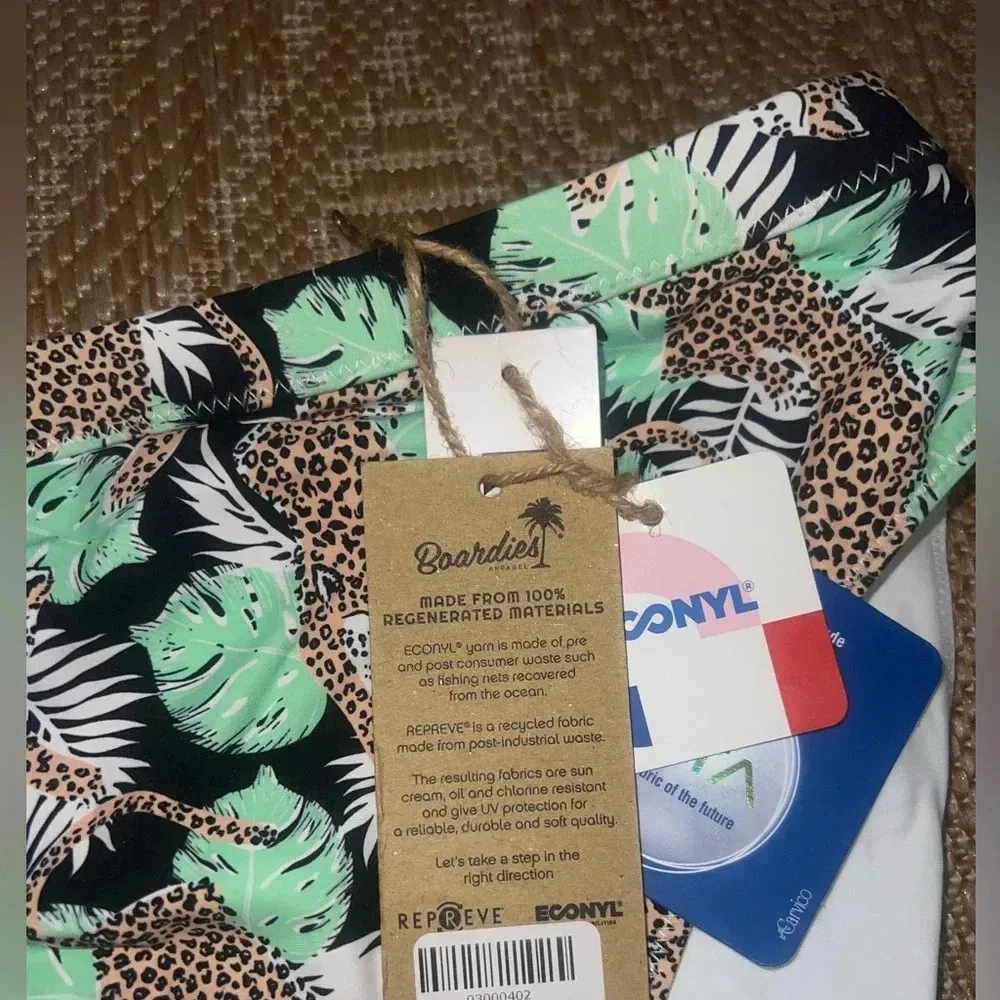 Boardies Women's High Waisted Bathing Suit Bottoms,Cheetah,Palm Tree,Size L,NWT Green Size L - Image 3
