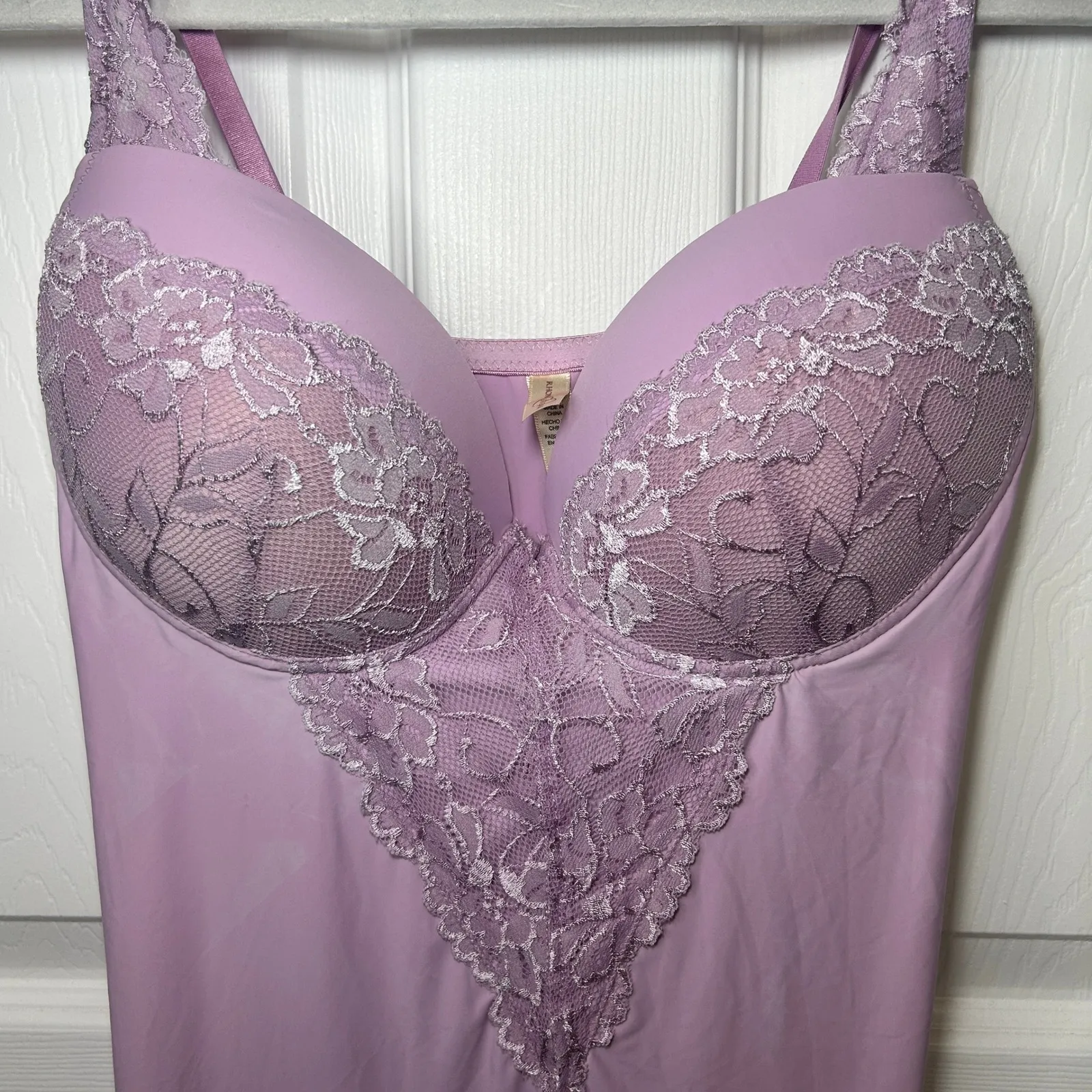 Rhonda‎ Shear Lavender Lace Chemise Shaping Slip Dress Medium Sleepwear Lingerie Purple - Image 2