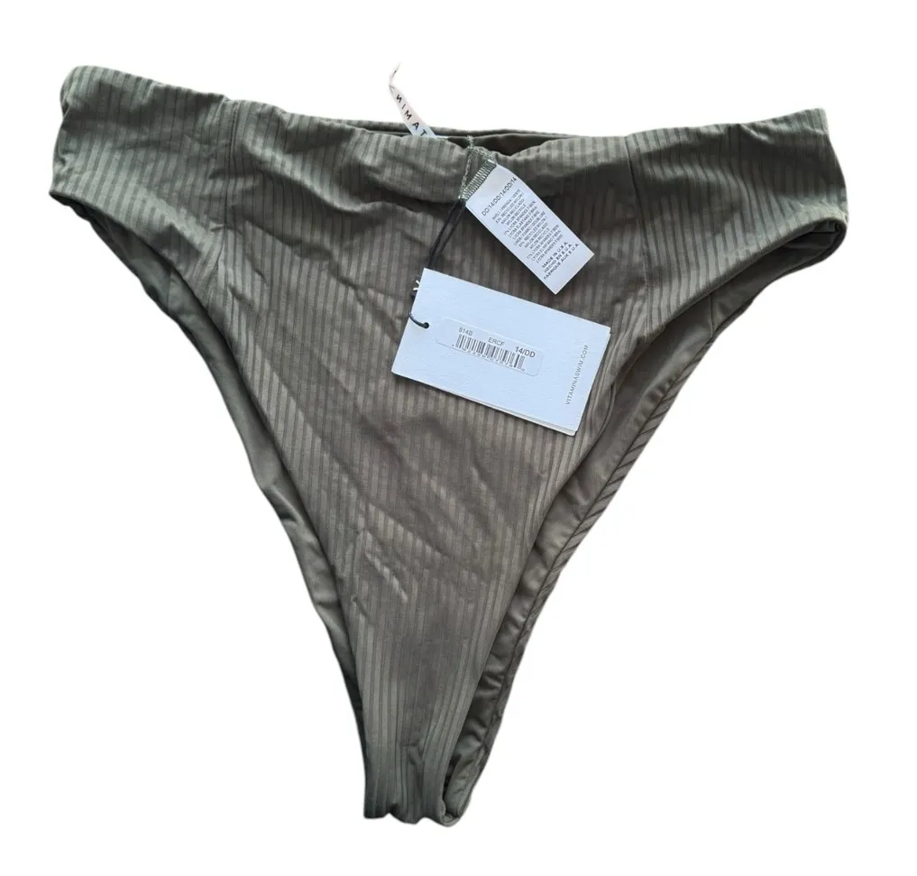 Vitamin A Sienna High Waist Green 14 EcoRib Bikini Swimsuit Bottoms - Image 1