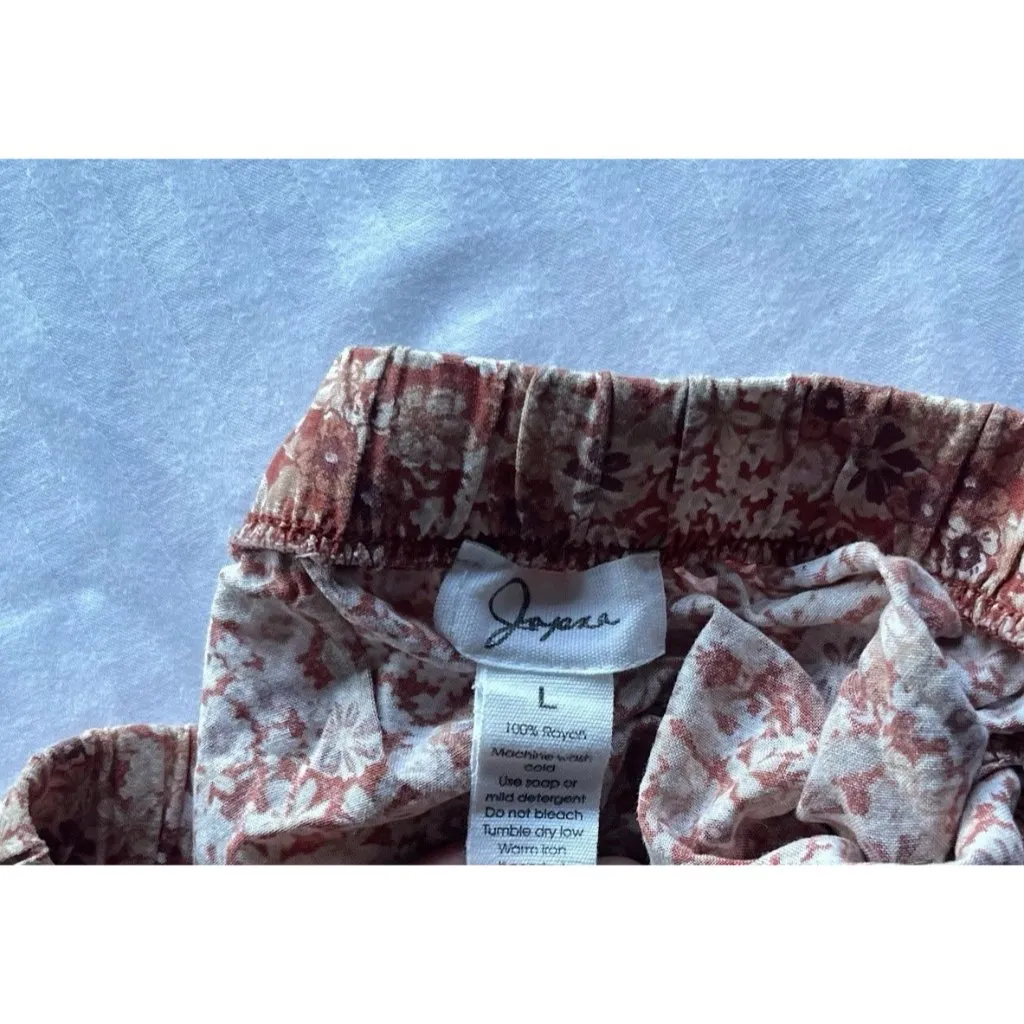 Japna Floral Maxi Skirt Women’s Sz L Black Pink Wrap Ruffle Hem Cottagecore - Image 8