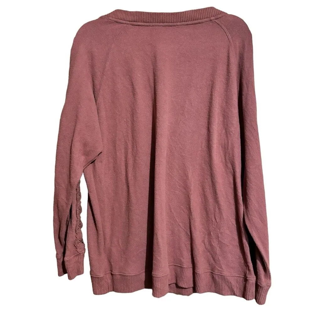 Democracy Sweater Womens Extra Large XL Orange Lace Inset Sleeves Pullover - Image 6