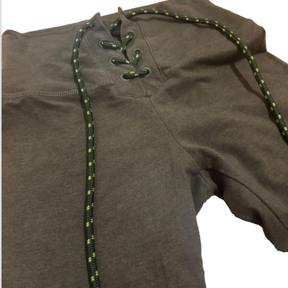 Aerie Chill Play Move High Rise Lace Up Cotton Leggings Olive Green Womens Sz S - Image 2