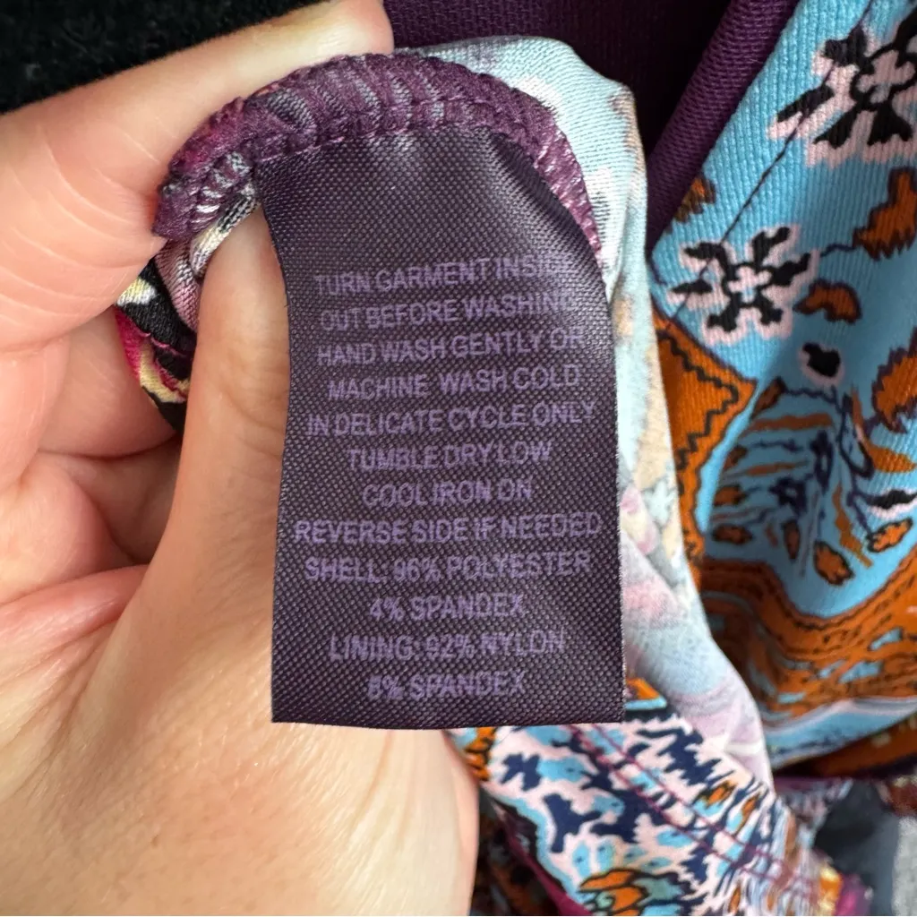 Hale Bob Paisley Purple & Orange Long Sleeved Dress Size Medium - Image 7