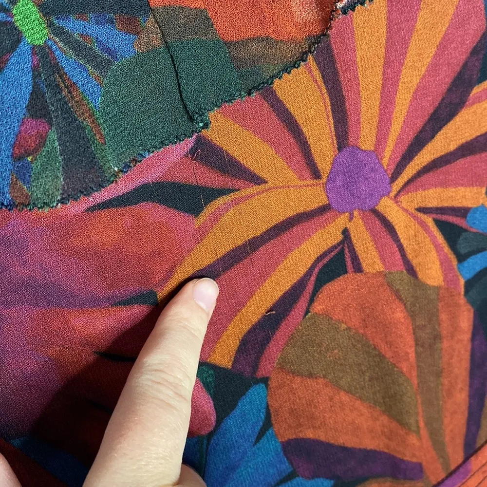 Farm Rio Bird Flowers long sleeve ruffled lace up maxi dress size XS - Image 16