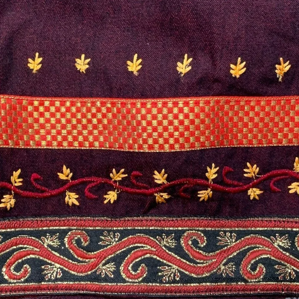 Vintage 90s Asare Collection Dress Burgundy Embroidered Scoopneck Maxi Red Size L - Image 10