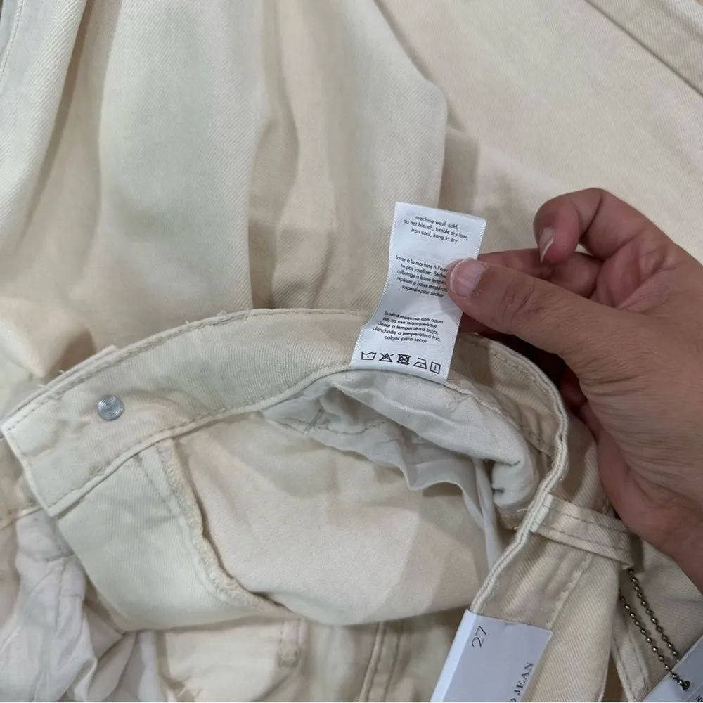 WeworeWhat High Rise Dad Jean In Cream Unbleached  NWT size 27 - Image 9