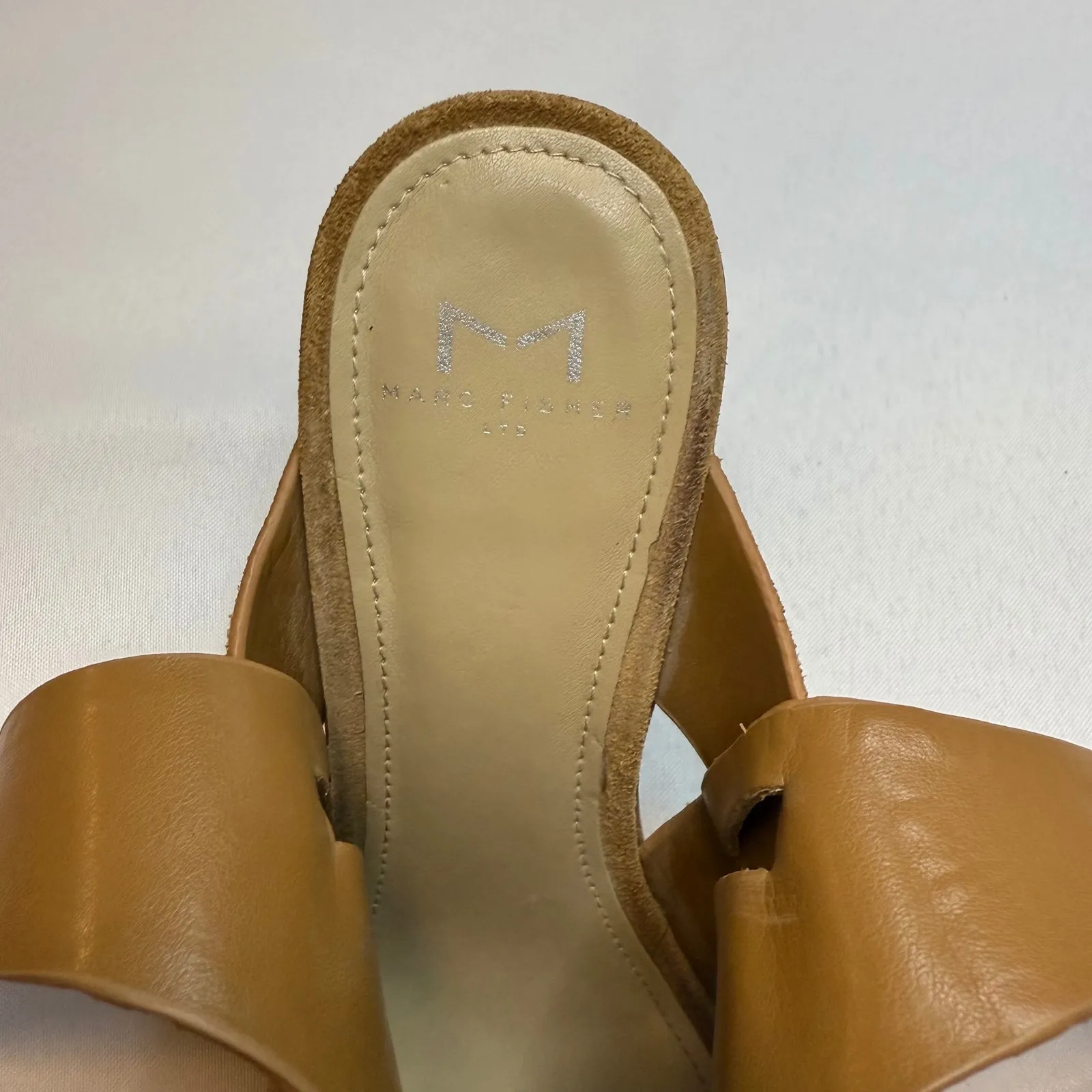 Marc Fisher Brown Suede Sandals Ankle Strap Block Heel Tan Women's Shoes Size 8 - Image 10
