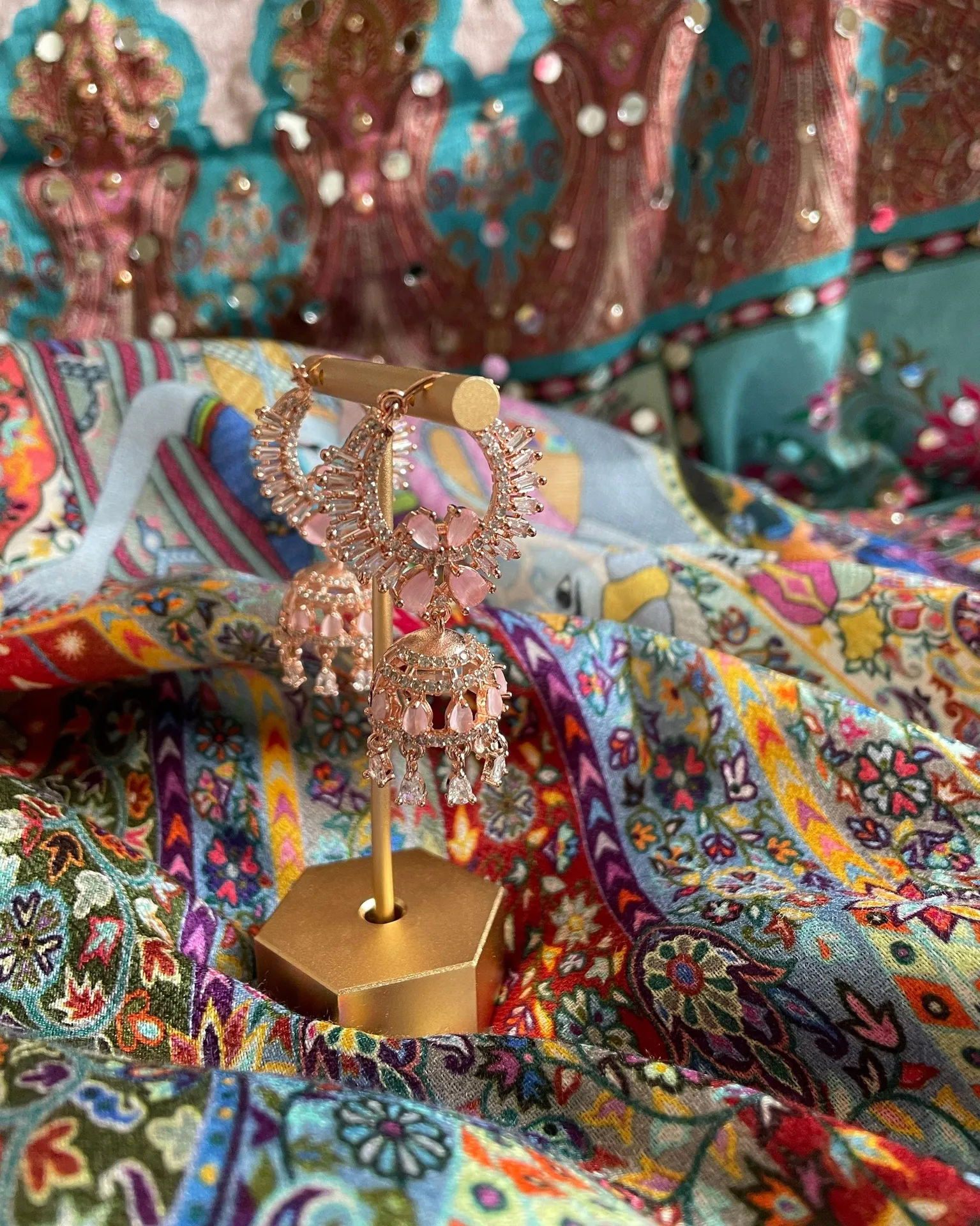 Pink Rose Gold Earrings - Image 6