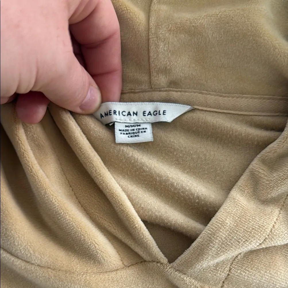 American Eagle Gold Velour Velvet Pullover Hoodie - Image 4