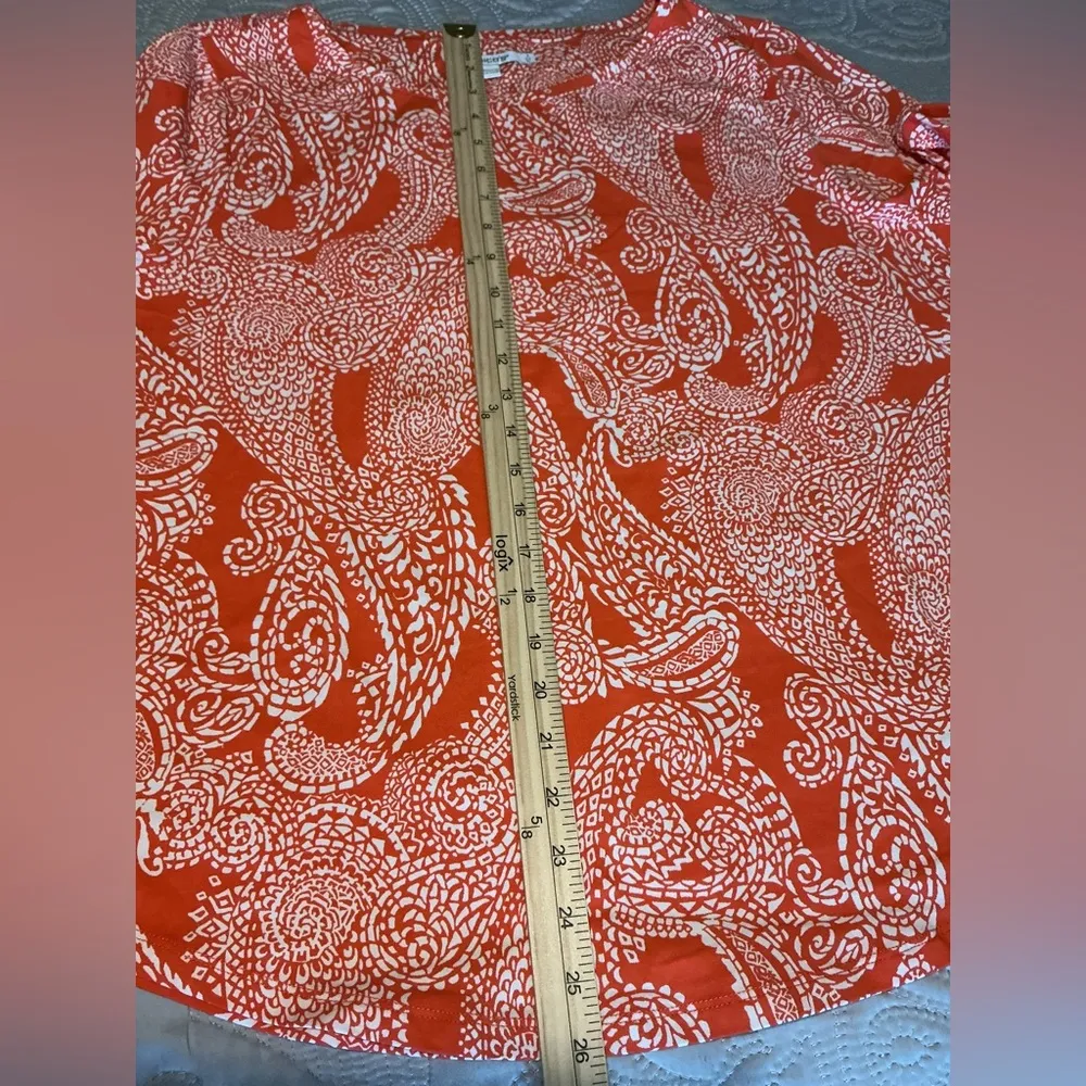 Chico's Orange Relaxed Blouse with Peter Pan Collar - Image 2