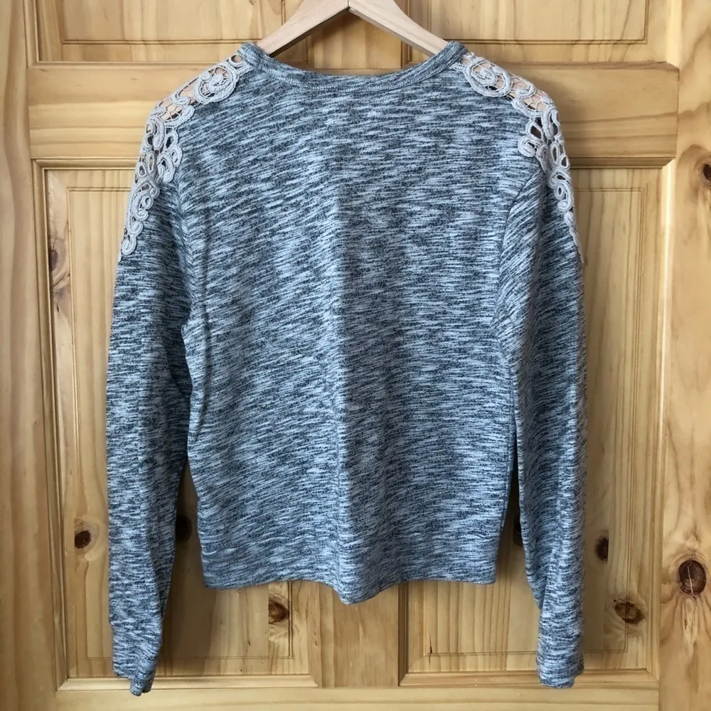 Hollister boho lace trim open shoulder space-dye sweatshirt size S - Image 9