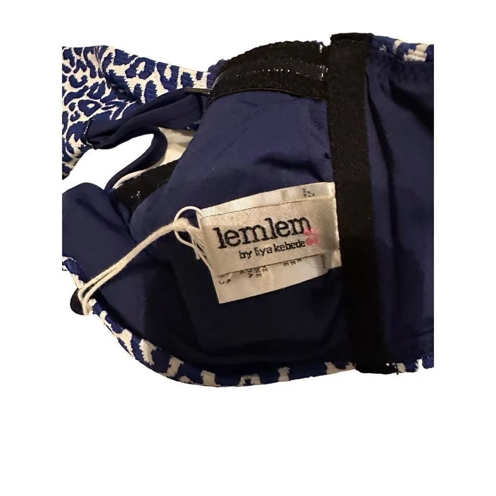 lemlem Halima Leopard Bandeau Bikini Top NWT small blogger fave NAVY - Image 4