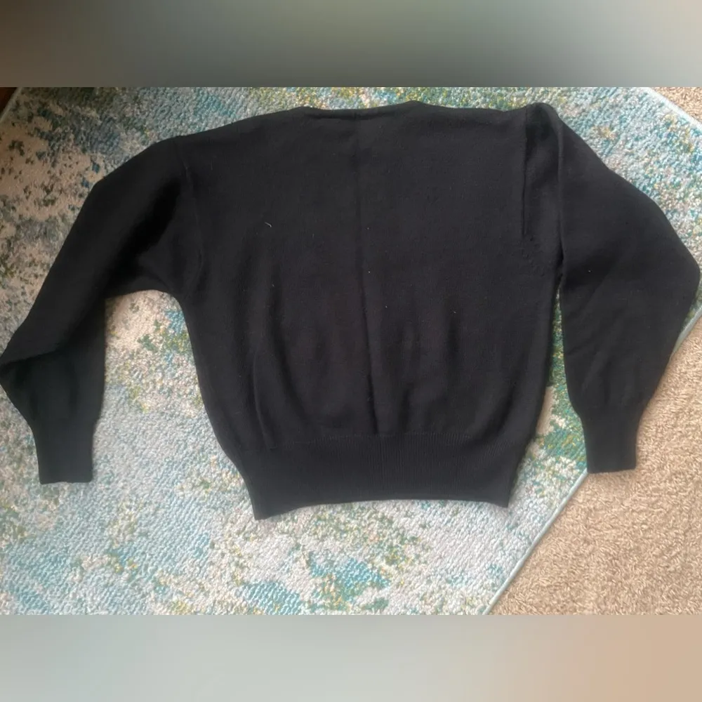 Vintage 90s Liz Claiborne sequin diamond print lambs wool sweater, size medium - Image 2