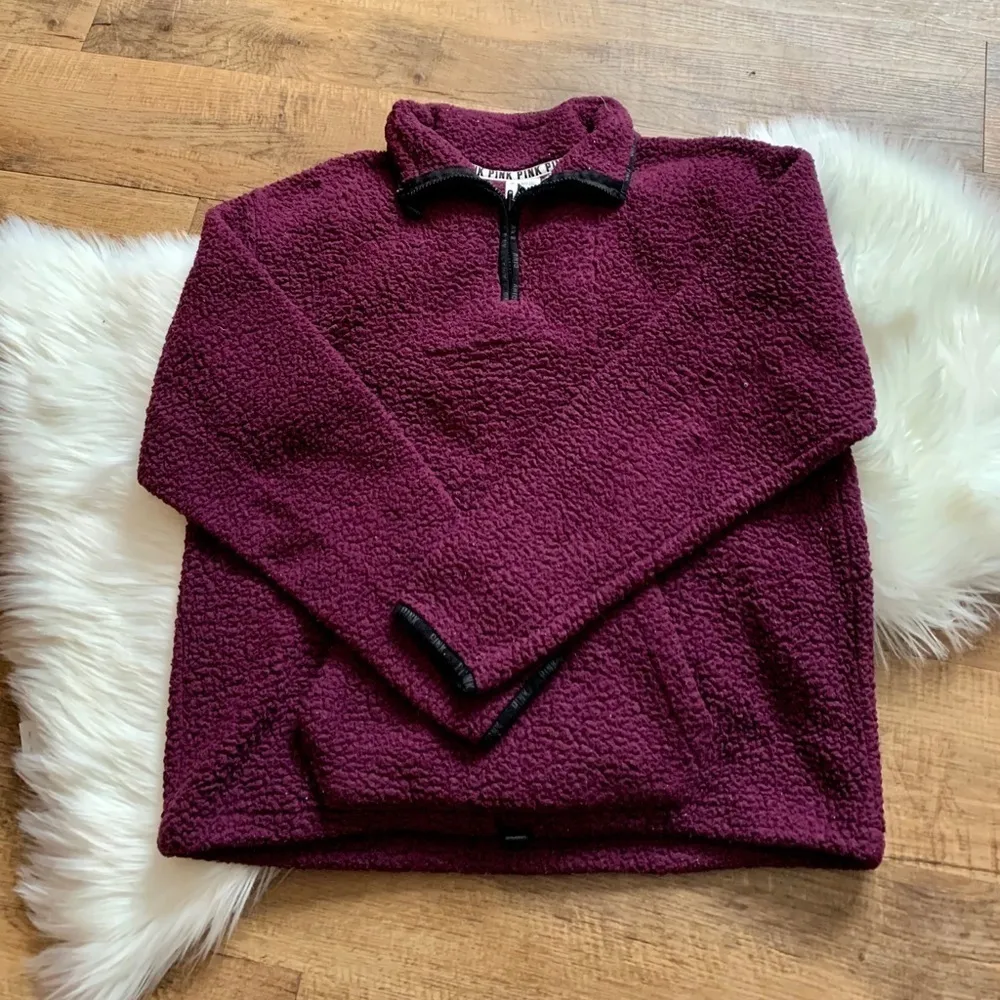 VS PINK Boyfriend Sherpa Half Zip - Image 3