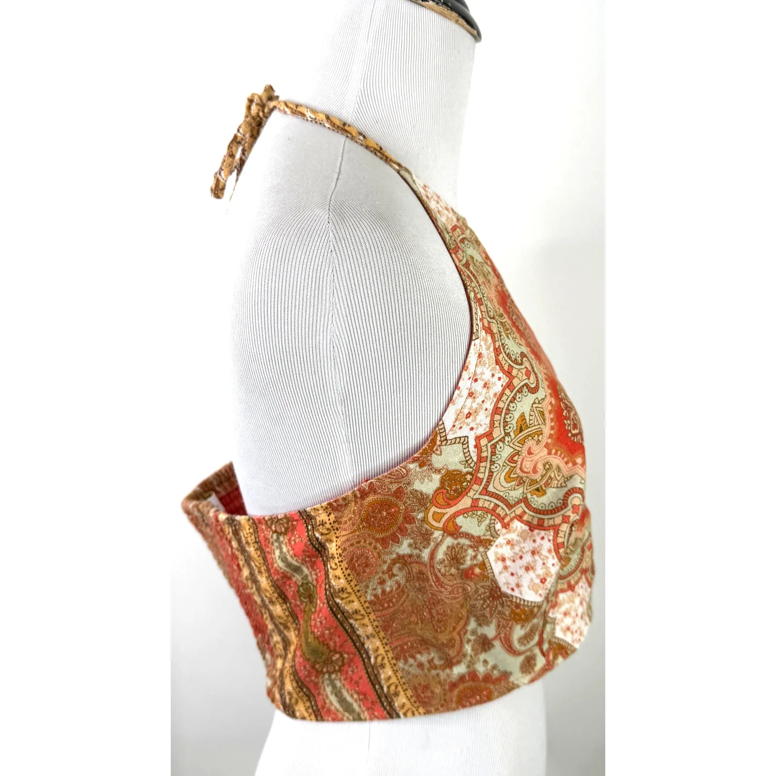 House Of Harlow 1960 Paisley Retro Women's Crop Halter Top Size Medium Orange - Image 5