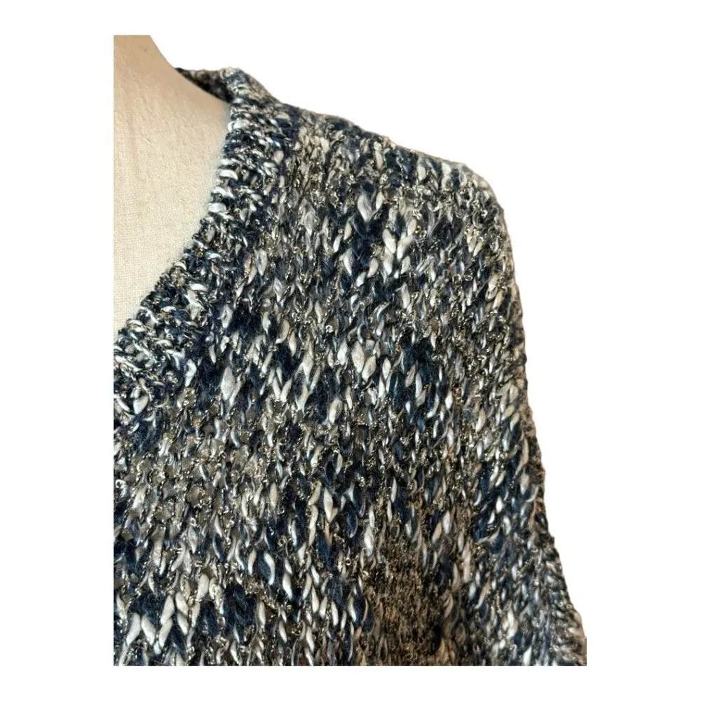 Tribal Black And White Knit Crew Neck Long Sleeve Hi Low Sweater Size M NWT Size M - Image 4