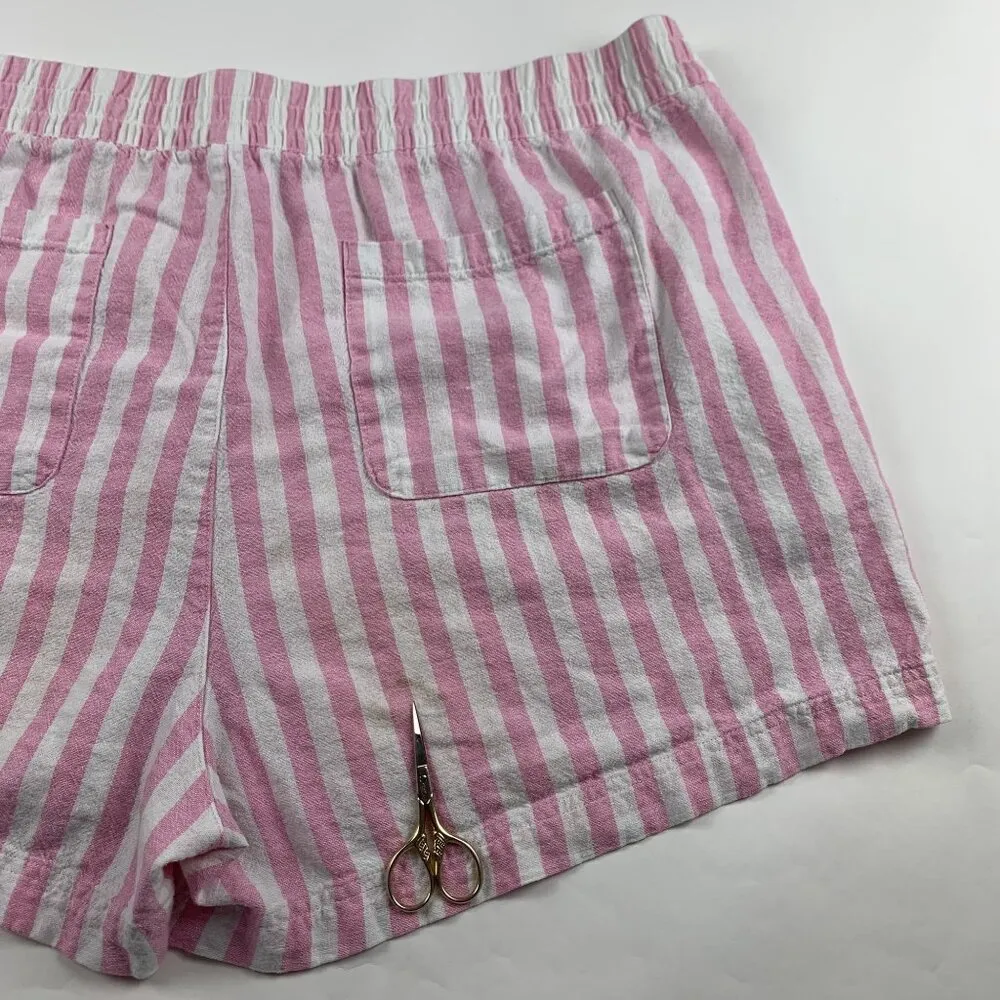 Old Navy Pink Striped Linen Blend Pull On Shorts XXL - Image 7