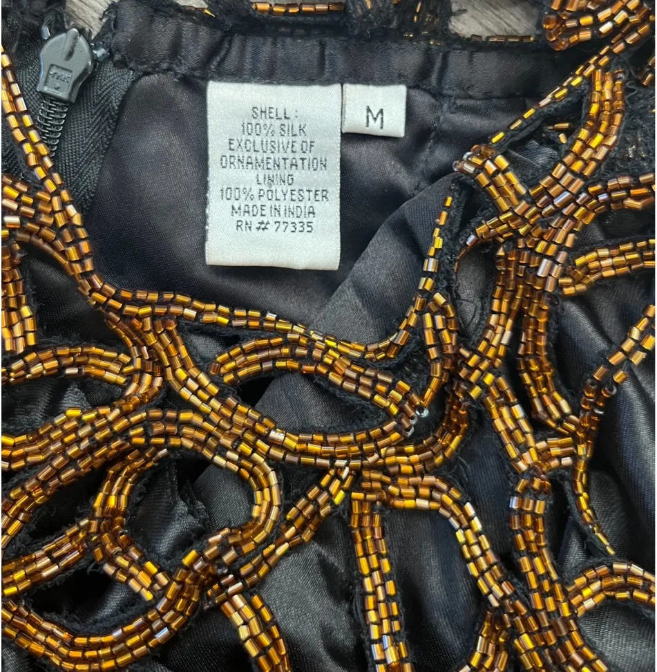 Scala Silk Beaded Vintage Cocktail Dress Medium - Image 8