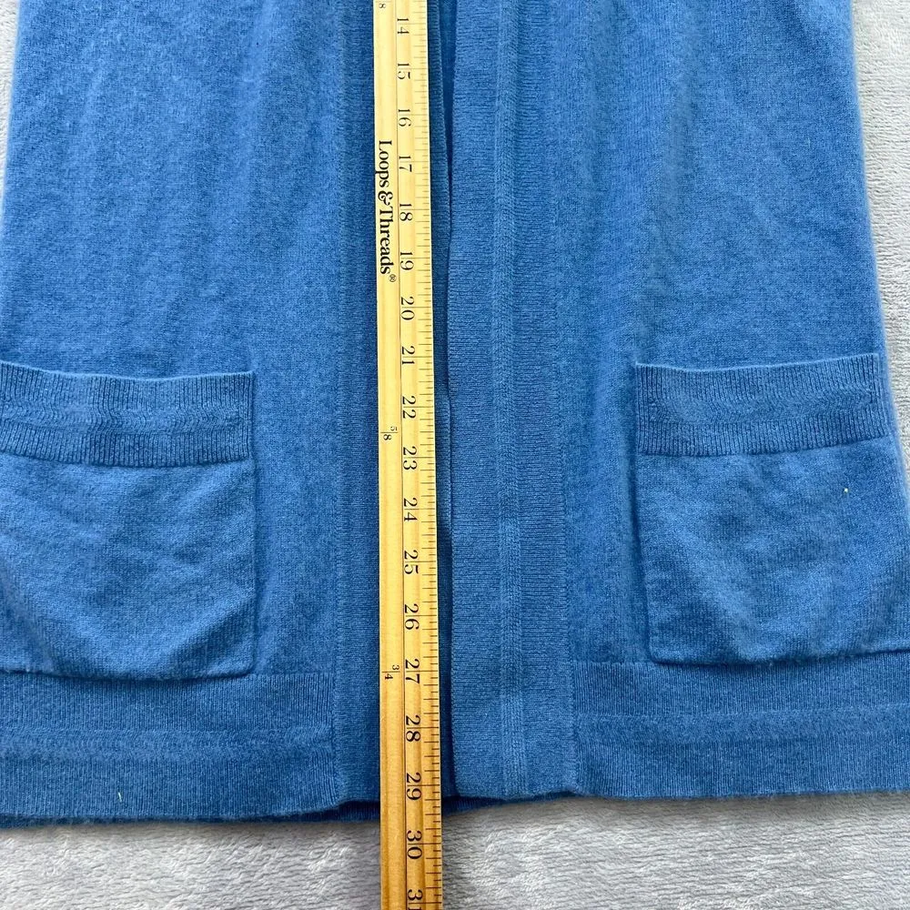 Boden 100% Cashmere Longline Cardigan Womens Small Coatigan Front Patch Pocket Blue - Image 9