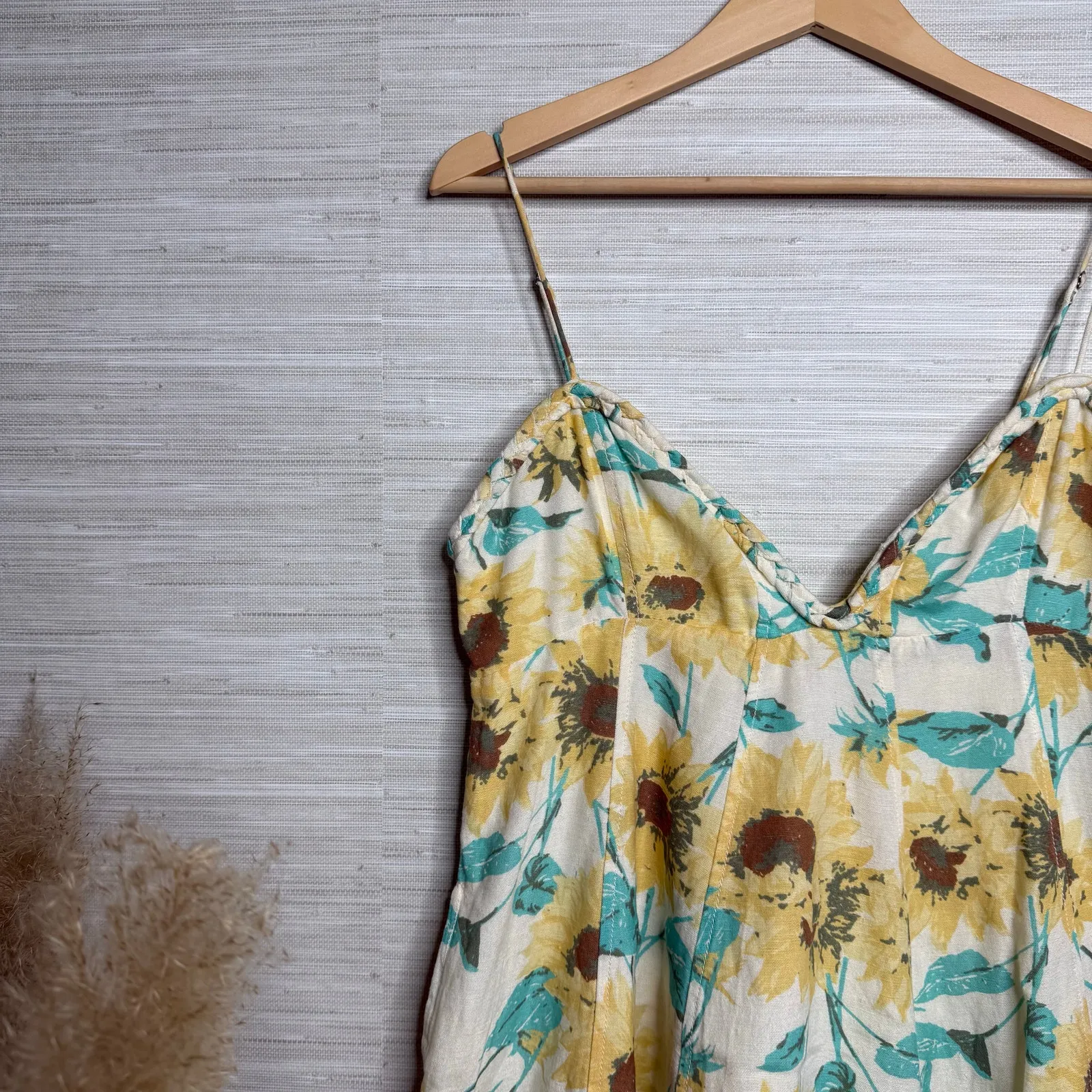 Free People mini dress floral linen blend boho spring summer Small - Image 2