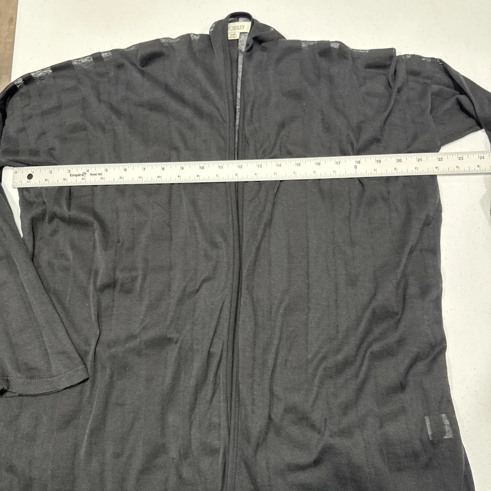 Crossley Cardigan Sweater Black Striped Semi Sheer Knit Womens XS Italy Relaxed - Image 10