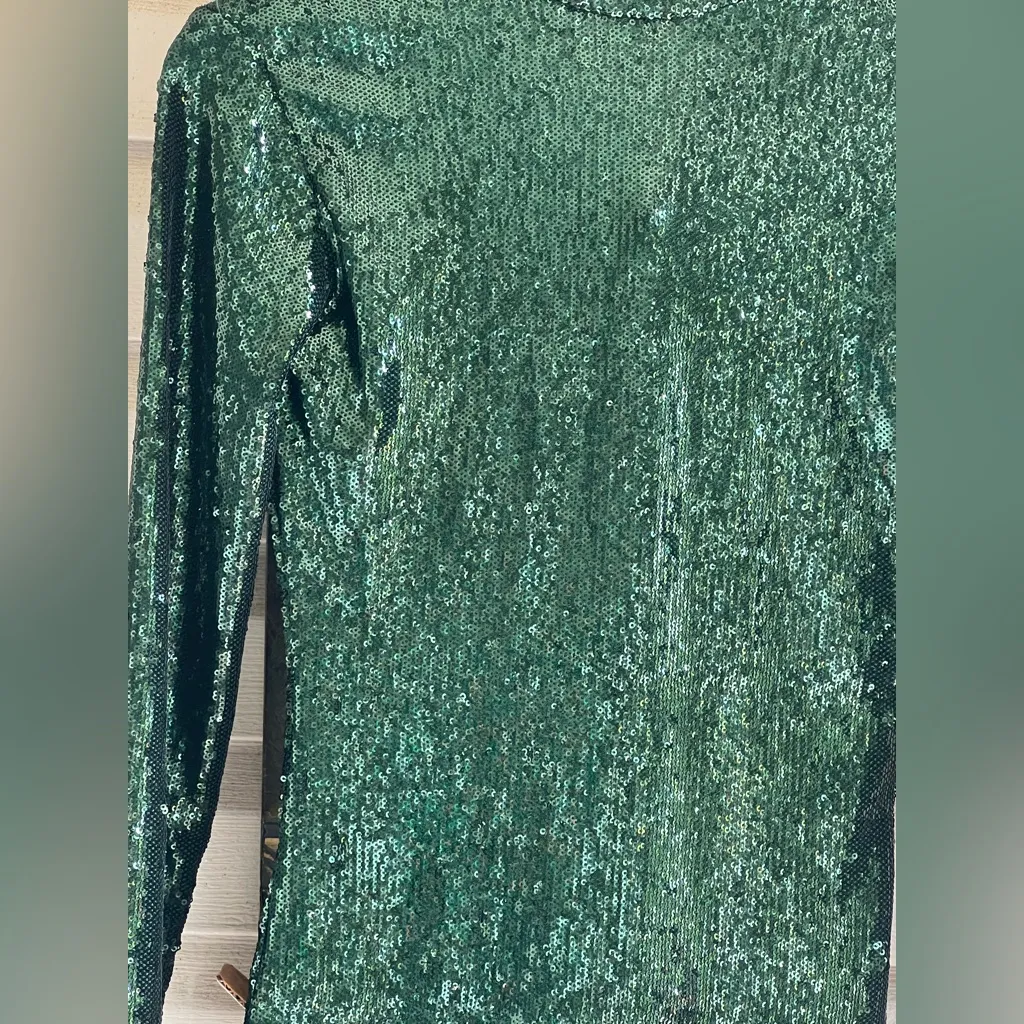 Zara Women Mini Green Sequin Dress NWT - Image 10