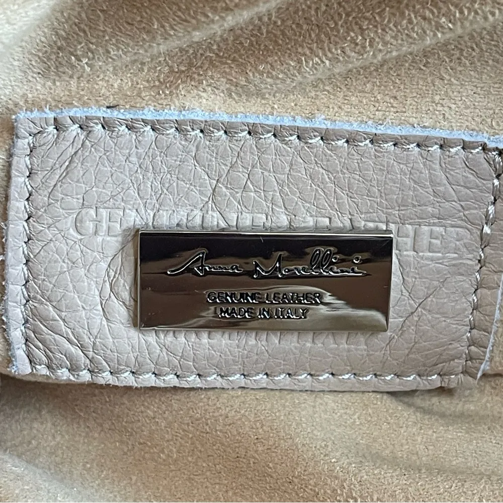 Anna Morellini Luna leather pouch bag with detached chain strap Italy Tan - Image 12