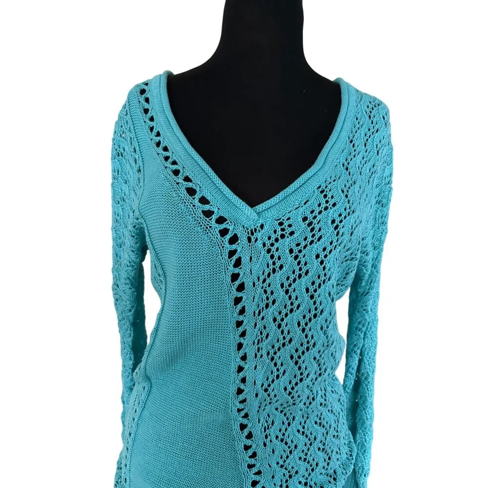 Cache Peek A Boo Metallic Kissed Knit Dbl V Tie Top Stretch Silk NWT New $118 - Image 4