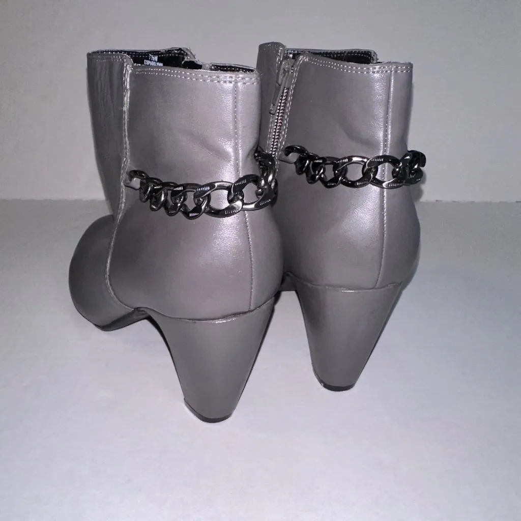 Easy Spirit Womens 7.5 Esparilynn Leather Anti-Gravity Boots Booties Gray Chain - Image 5