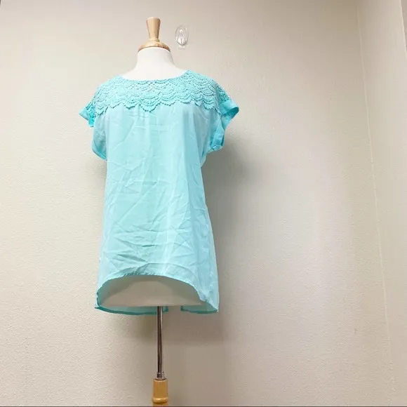 Maurices Lace Panel Tee Light Blue M - Image 23