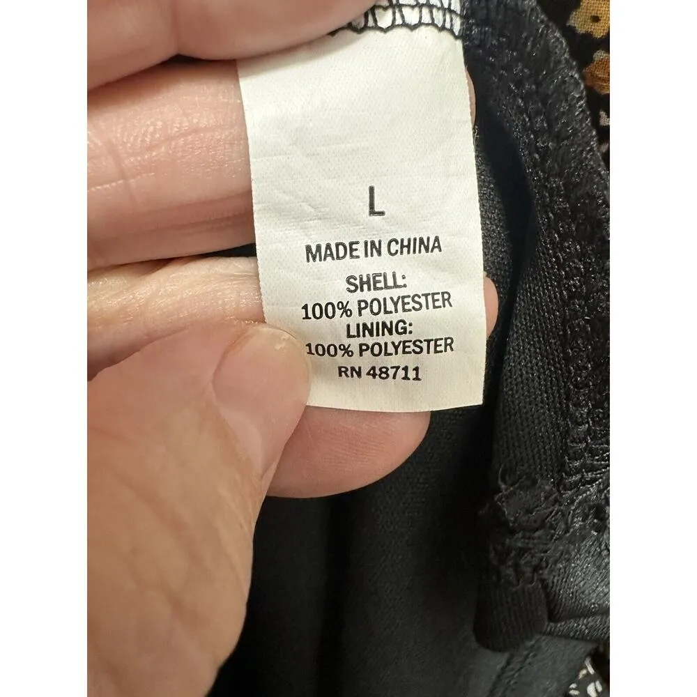 Ophelia Roe Womens Large Black Floral Long Sleeve Pullover Dress Boho Country - Image 4