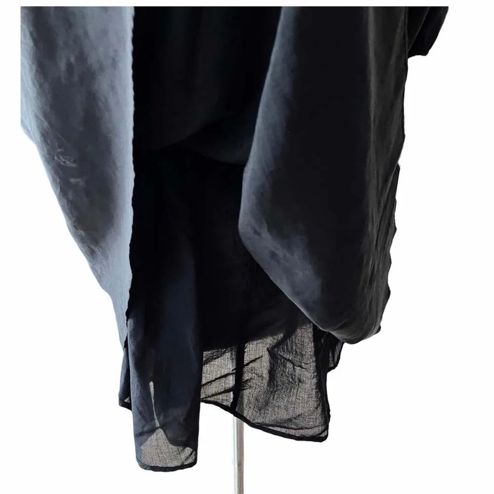 ZARA Cotton Black Mini Dress Balloon Half Sleeves Crew Neck Elastic Waist Medium - Image 12