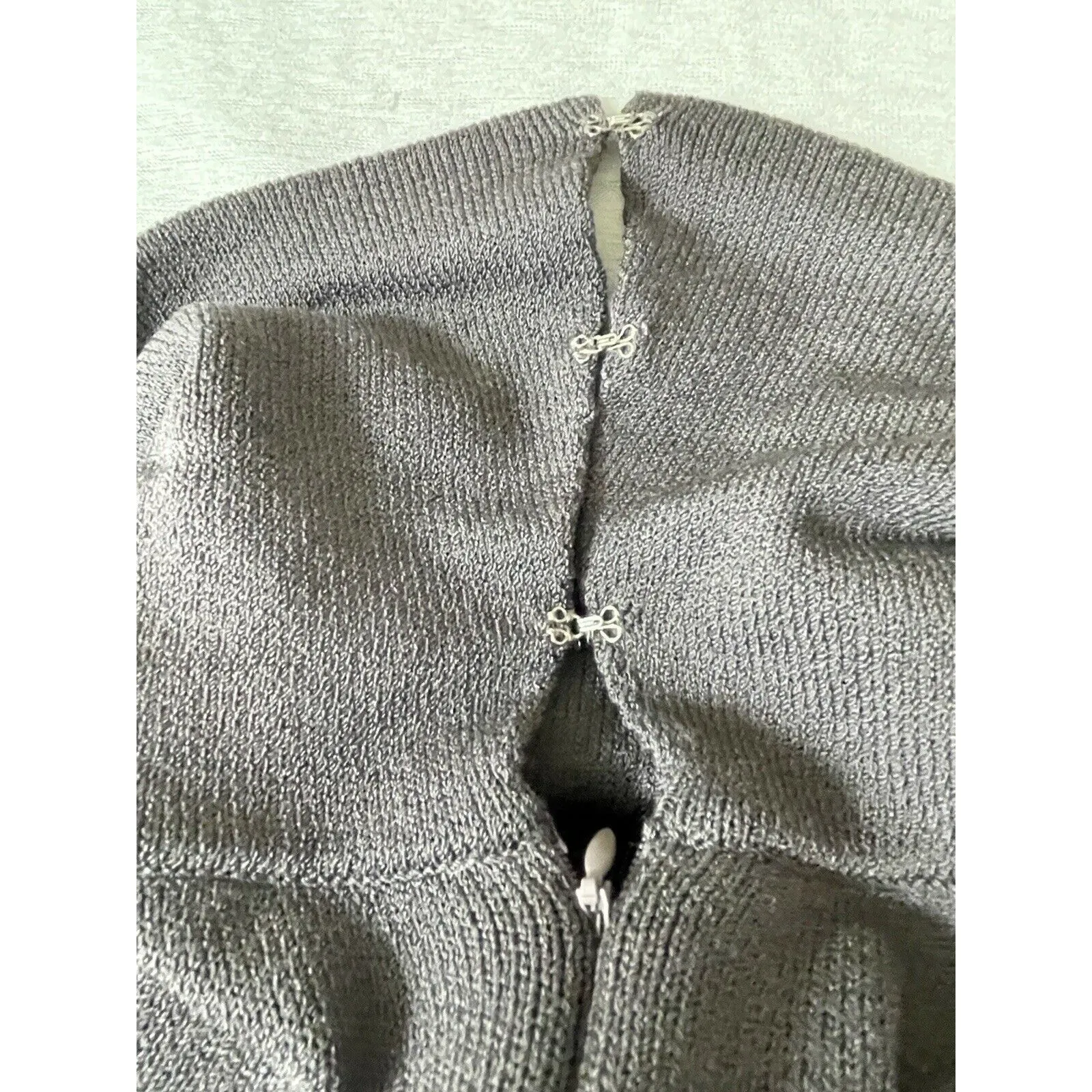 St John Santana Knit Sleeveless Cowl Neck Sweater Dress Size 6 Grayish Purple - Image 10