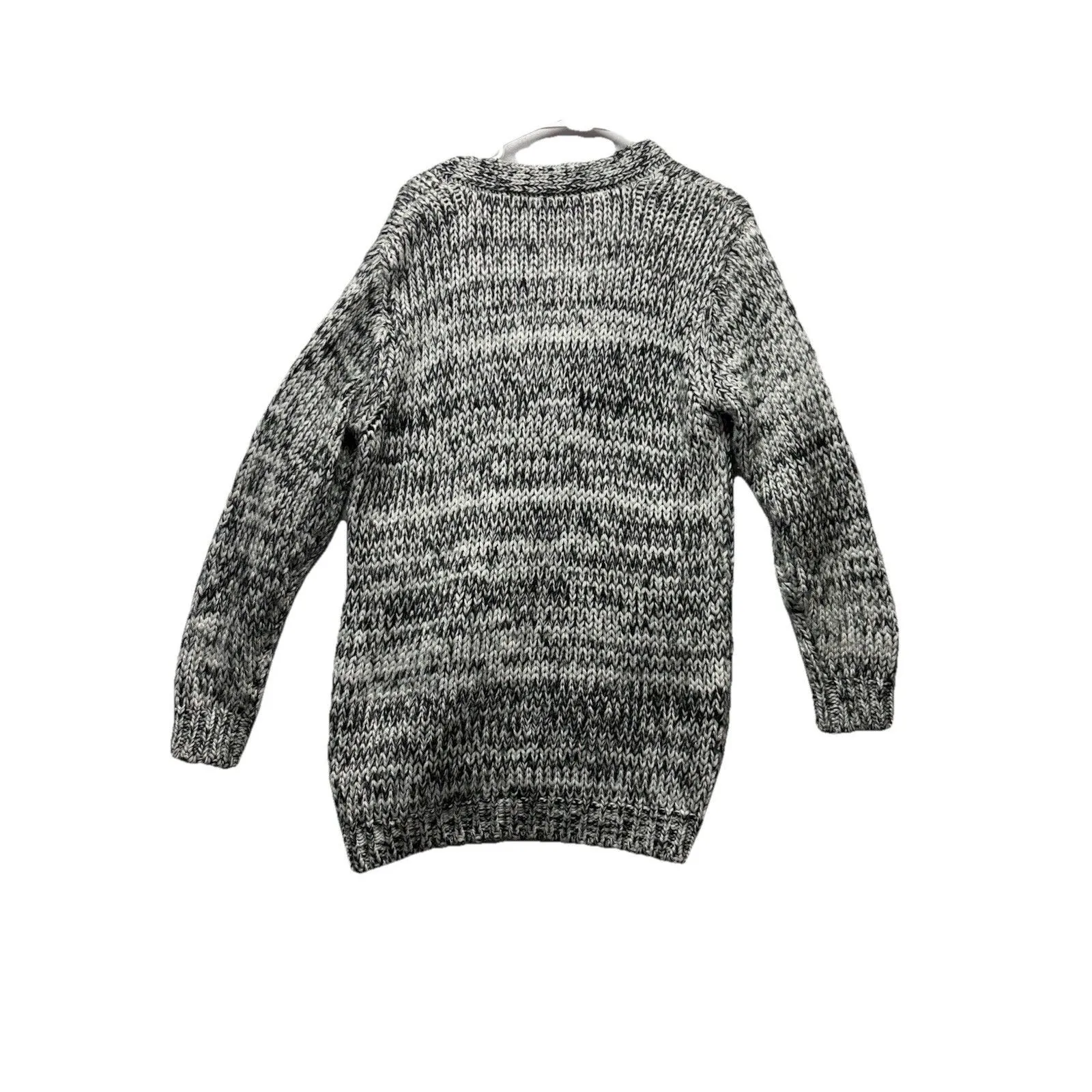 POL Chunky Knit Cardigan Sweater Grandpa Pockets Black Gray Boho Size Small * - Image 6